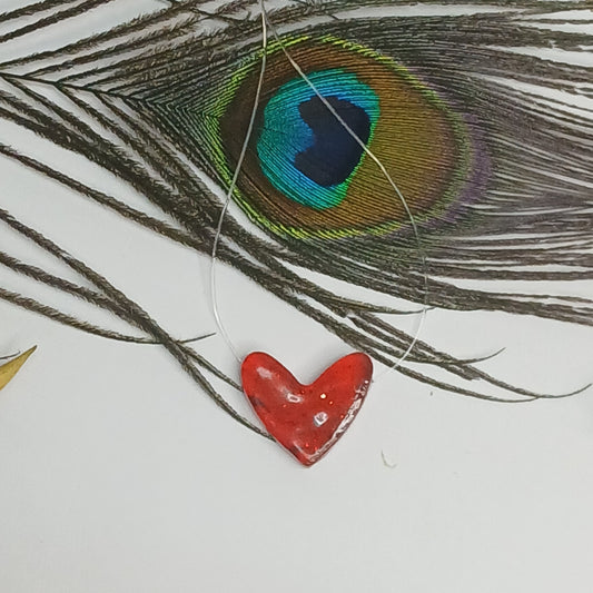 The Eternal Red Heart - Handmade Resin Pendant Necklace - For your Love