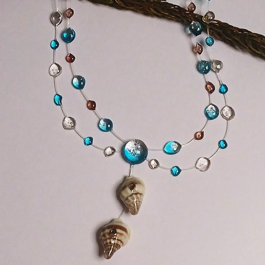 Ocean Mist – Twin Sea Shell Necklace