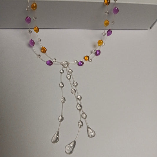 Sunset Dewdrop Lariat Necklace