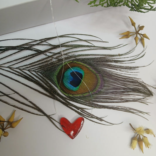 The Eternal Red Heart - Handmade Resin Pendant Necklace - For your Love